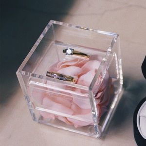 Clear Acrylic Ring Box with lid and ring holder